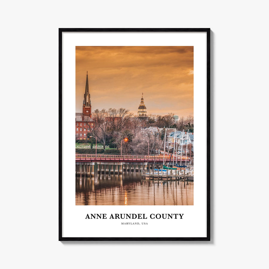 Anne Arundel County colorful classic poster of Maryland, USA – vertical wall art, unframed print shown in interior mockup