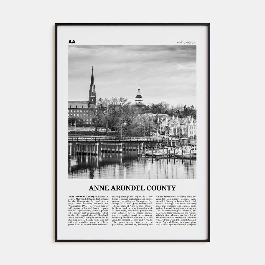 Anne Arundel County Poster None / 8x12 in Nbourhood Travel B&W Poster