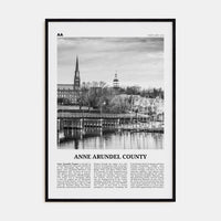 Anne Arundel County Poster Black Wood / 8x12 in Nbourhood Travel B&W Poster