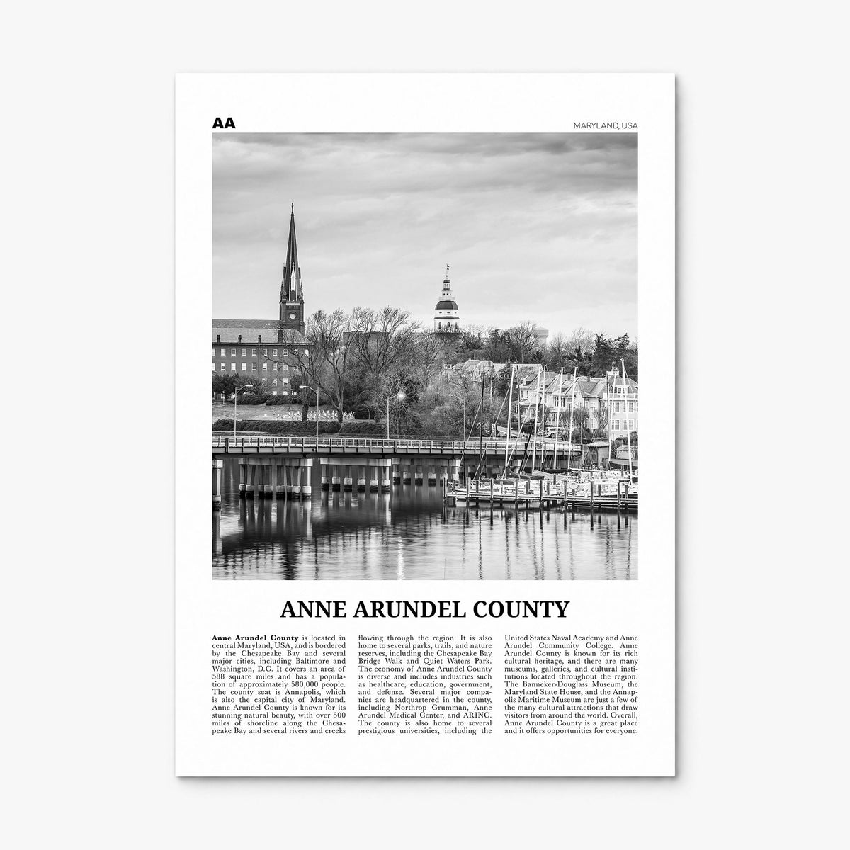 Anne Arundel County Newspaper Poster, print only (unframed)