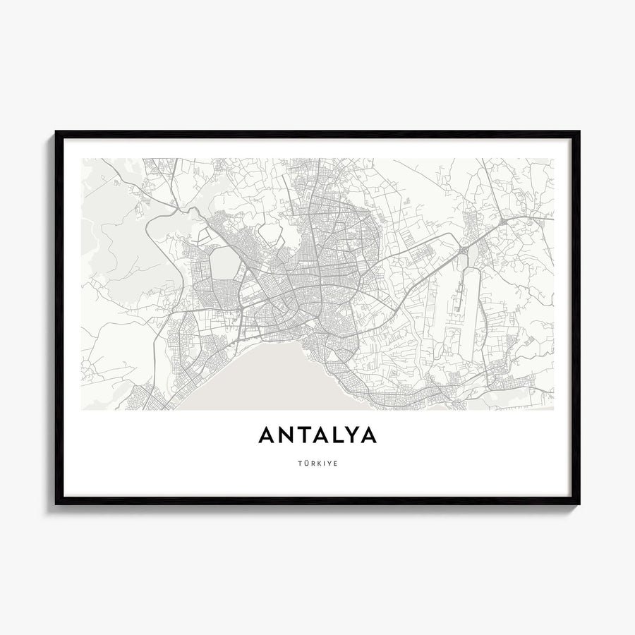 Antalya Map Poster, framed poster mockup