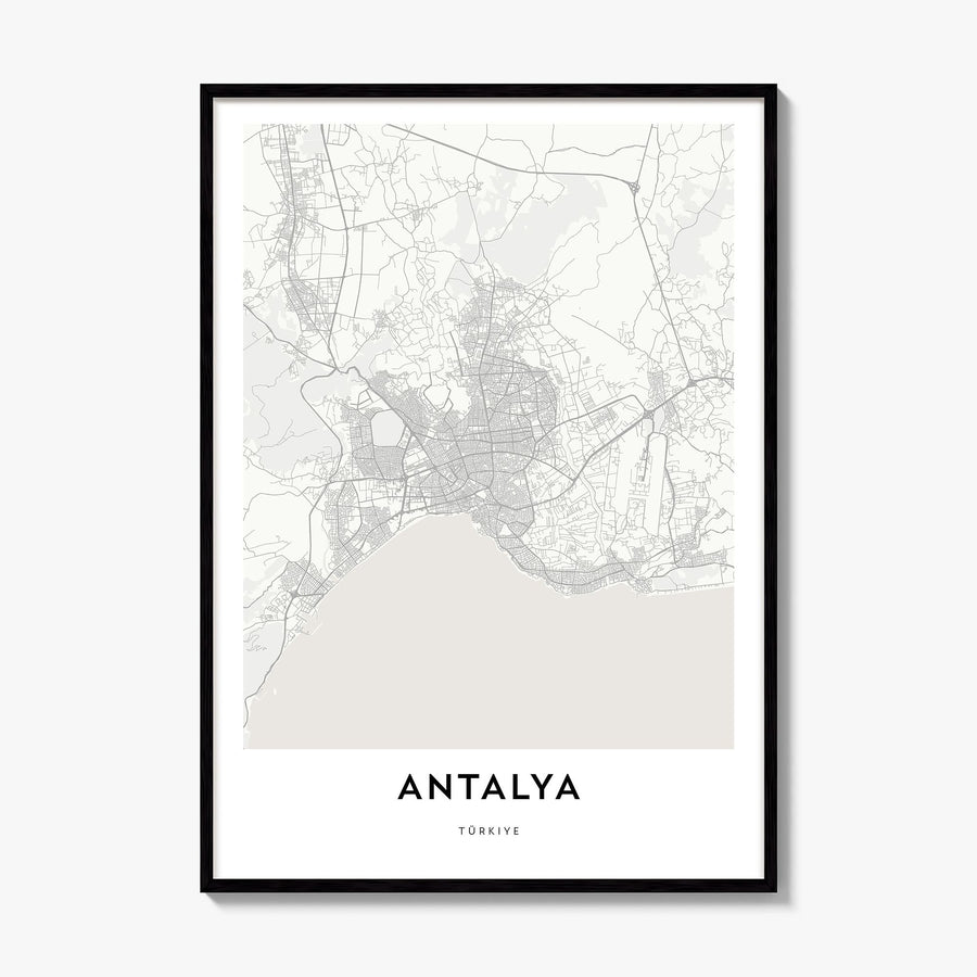 Antalya Map Poster, framed poster mockup