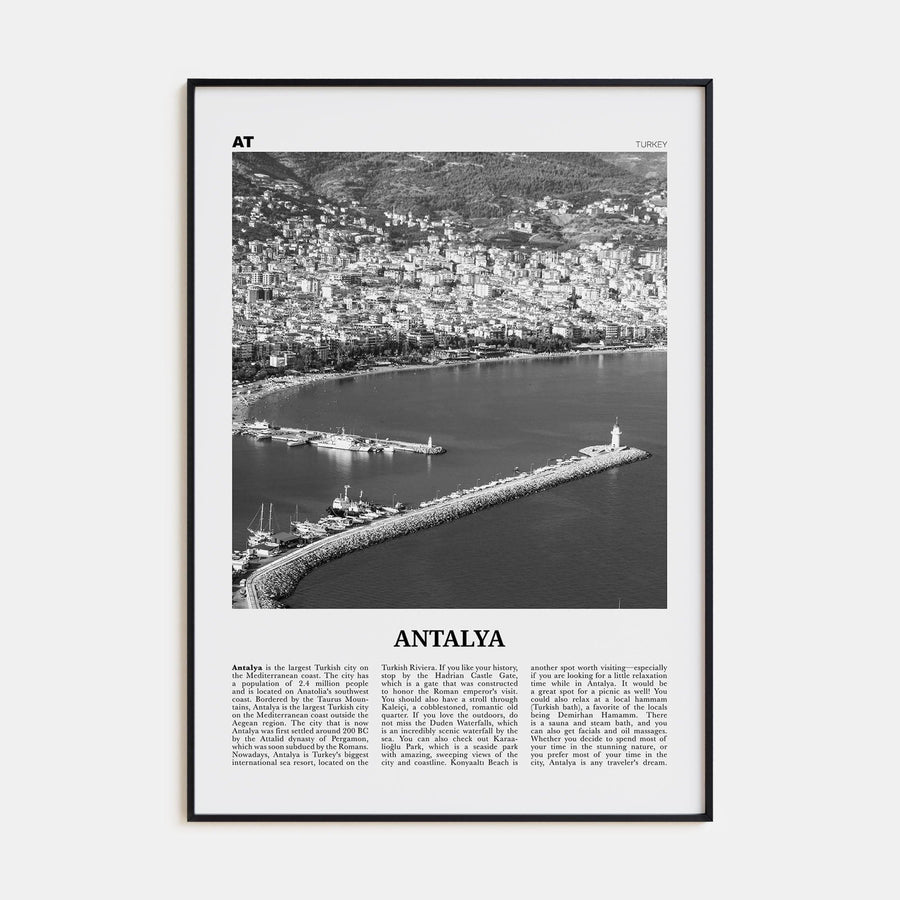 Antalya Poster None / 8x12 in Nbourhood Travel B&W Poster