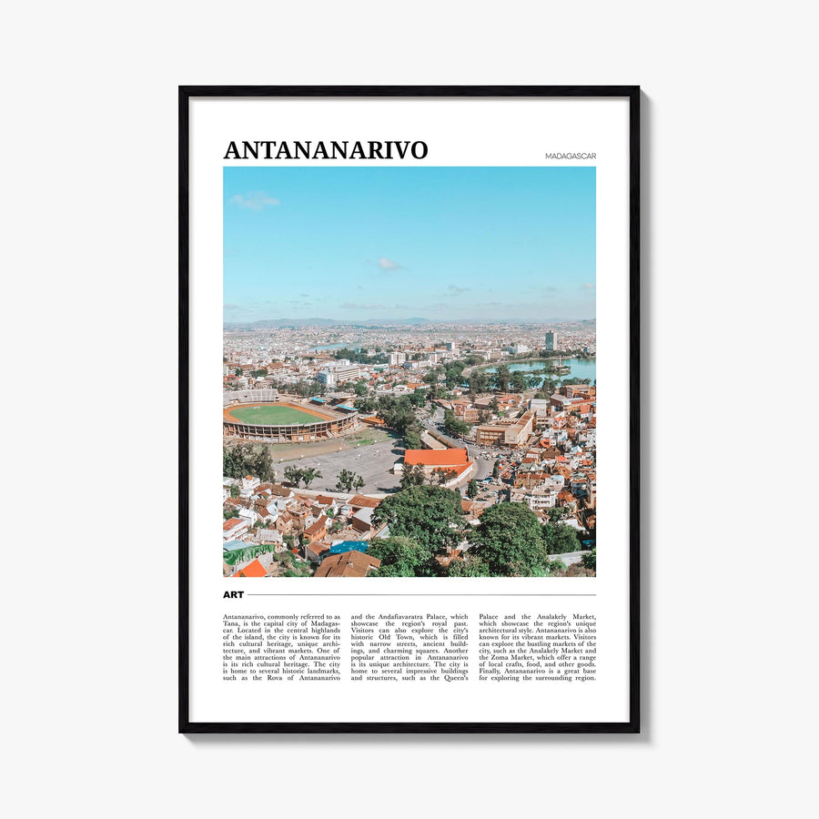 Antananarivo colorful travel poster of Madagascar – vertical wall art, unframed print shown in interior mockup