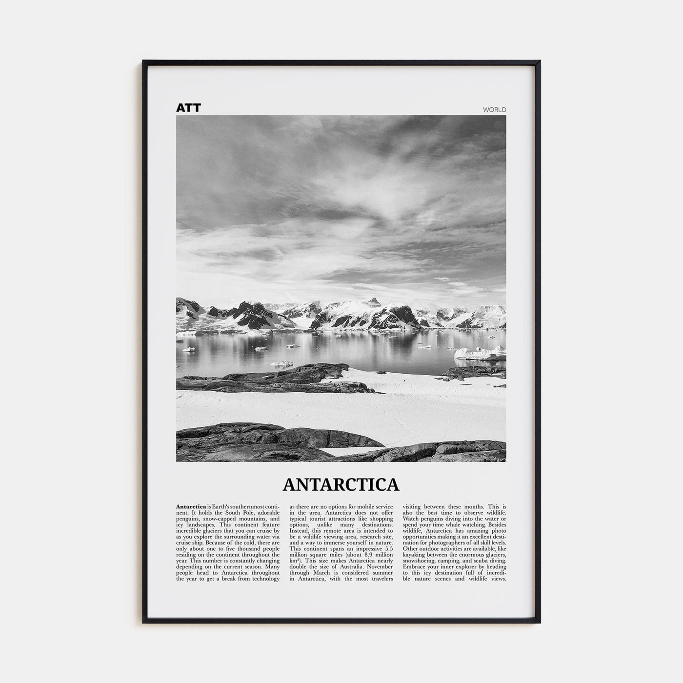 Antarctica Poster None / 8x12 in Nbourhood Travel B&W Poster