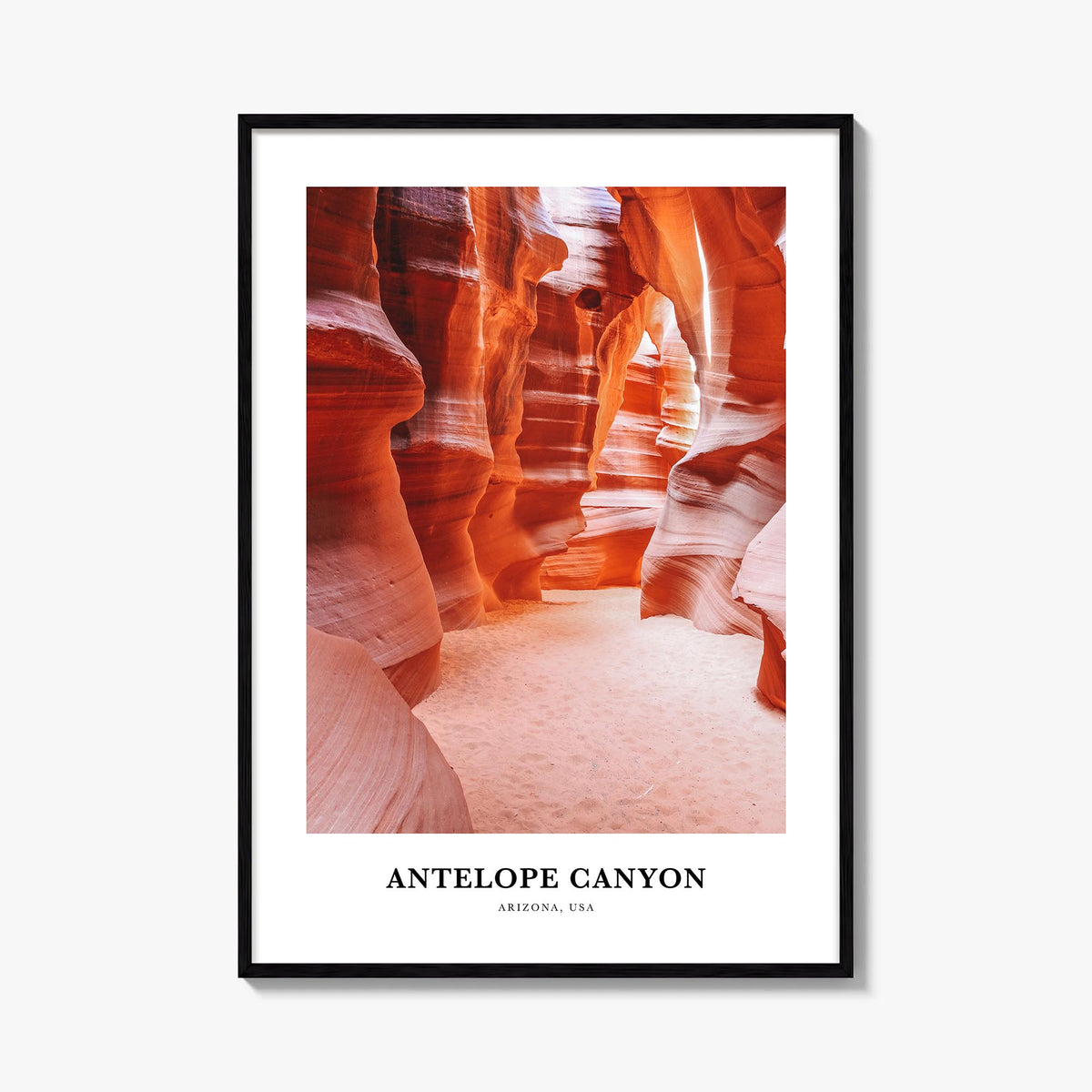 Antelope Canyon colorful classic poster of Arizona, USA – vertical wall art, unframed print shown in interior mockup