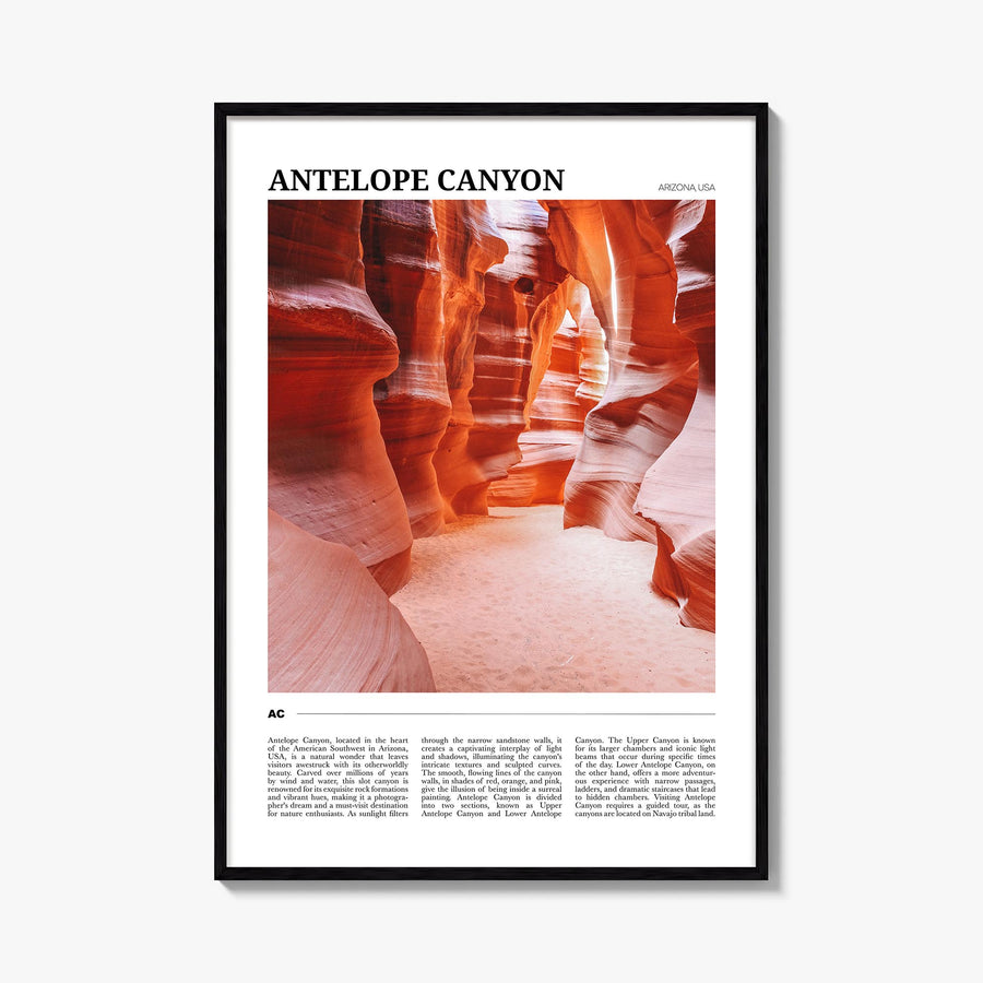 Antelope Canyon colorful travel poster of Arizona, USA – vertical wall art, unframed print shown in interior mockup