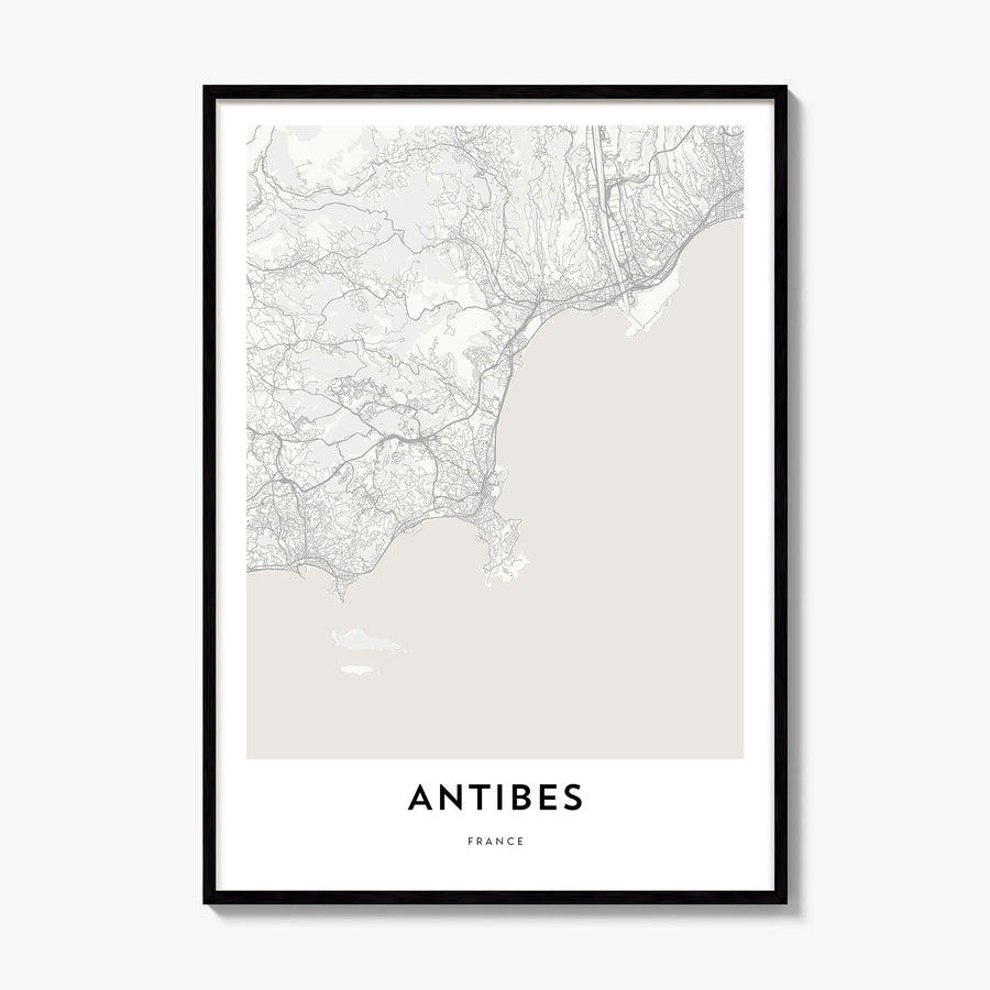 Antibes Map Poster, framed poster mockup