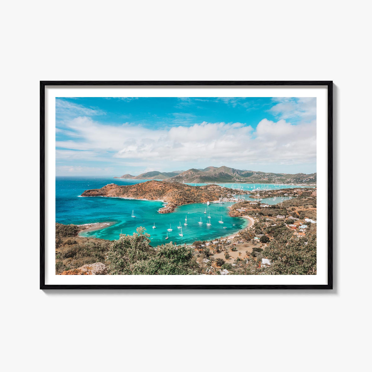 Antigua and Barbuda colorful photo poster of Caribbean – horizontal wall art, unframed print shown in interior mockup