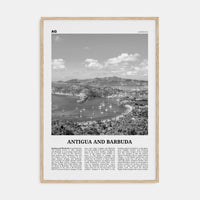 Antigua and Barbuda Poster Natural Wood / 8x12 in Nbourhood Travel B&W Poster