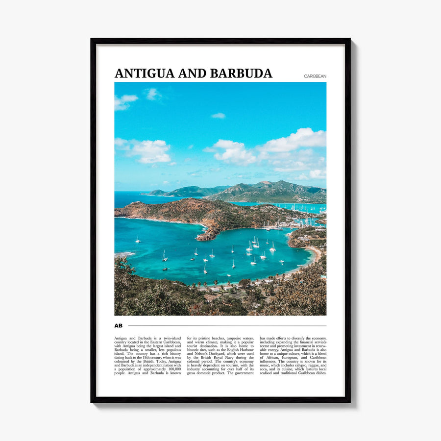 Antigua and Barbuda Travel Poster, framed poster mockup