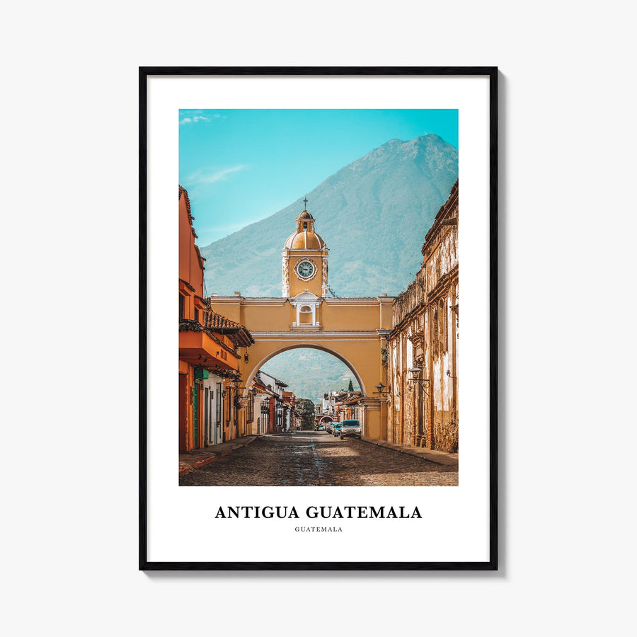 Antigua Guatemala colorful classic poster of Guatemala – vertical wall art, unframed print shown in interior mockup