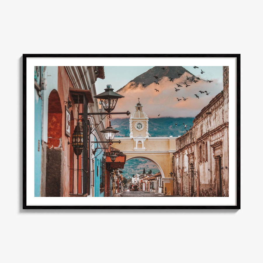 Antigua Guatemala Photo Poster, framed poster mockup, white border