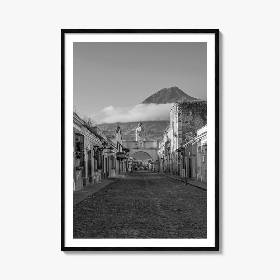 Antigua Guatemala no. 1 black & white photo poster of Guatemala – vertical wall art, unframed print shown in interior mockup