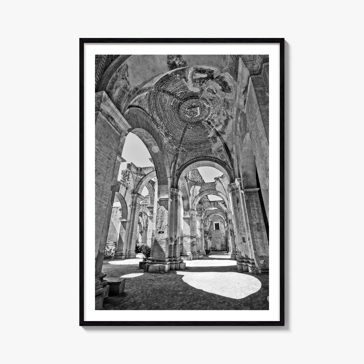 Antigua Guatemala no. 2 black & white photo poster of Guatemala – vertical wall art, unframed print shown in interior mockup