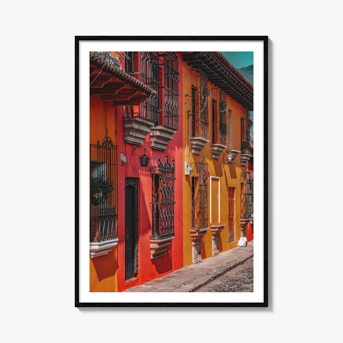 Antigua Guatemala no. 2 colorful photo poster of Guatemala – vertical wall art, unframed print shown in interior mockup