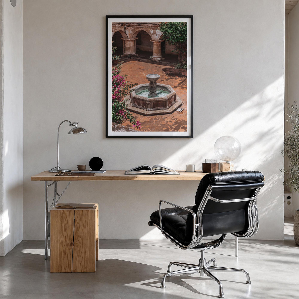 Antigua Guatemala no. 3 colorful photo poster of Guatemala – vertical wall art in black wood frame with white border, hanging