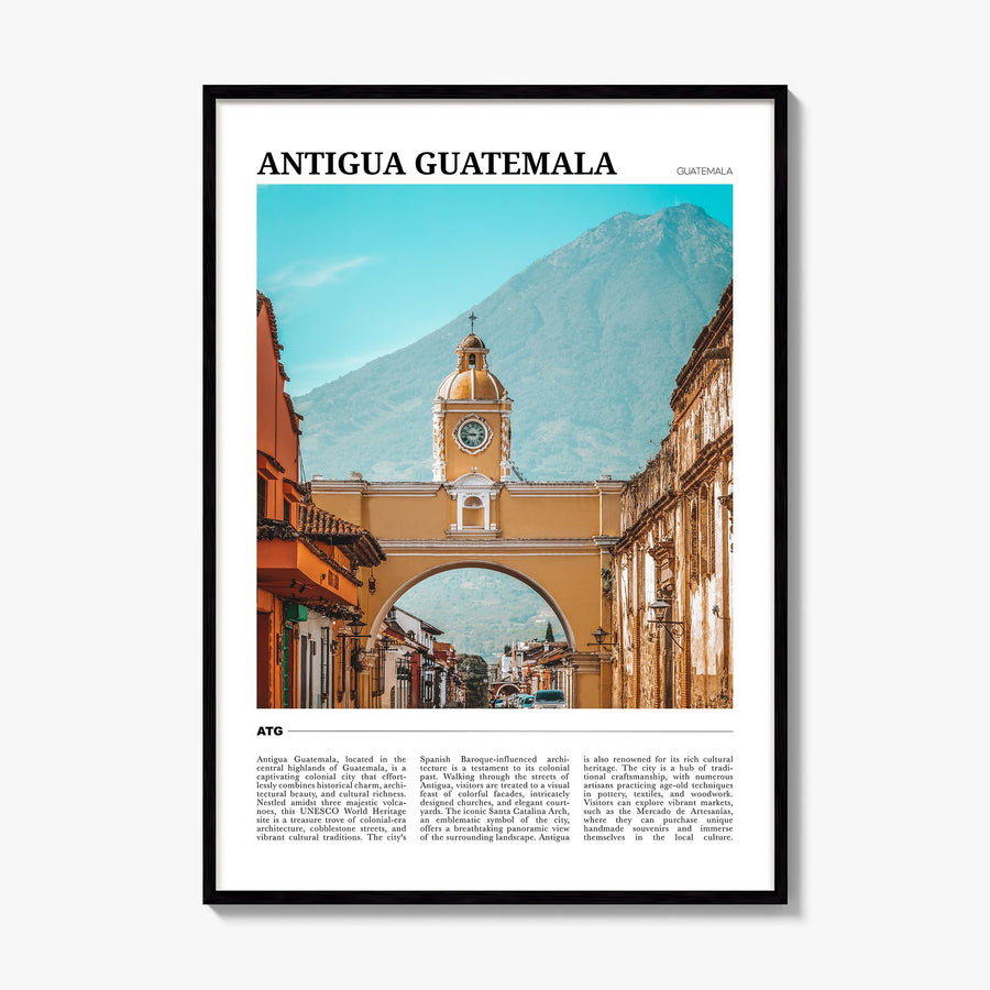 Antigua Guatemala Travel Poster, framed poster mockup