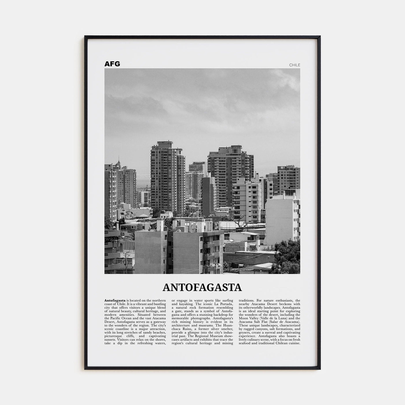 Antofagasta Poster None / 8x12 in Nbourhood Travel B&W Poster