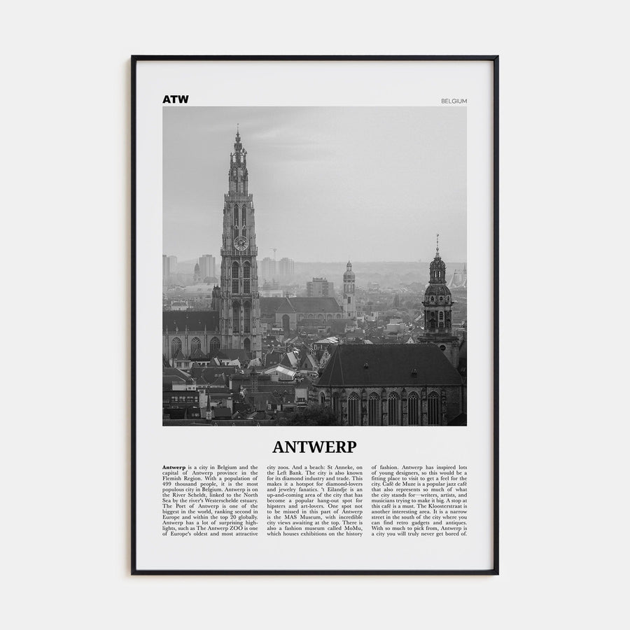 Antwerp Poster None / 8x12 in Nbourhood Travel B&W Poster