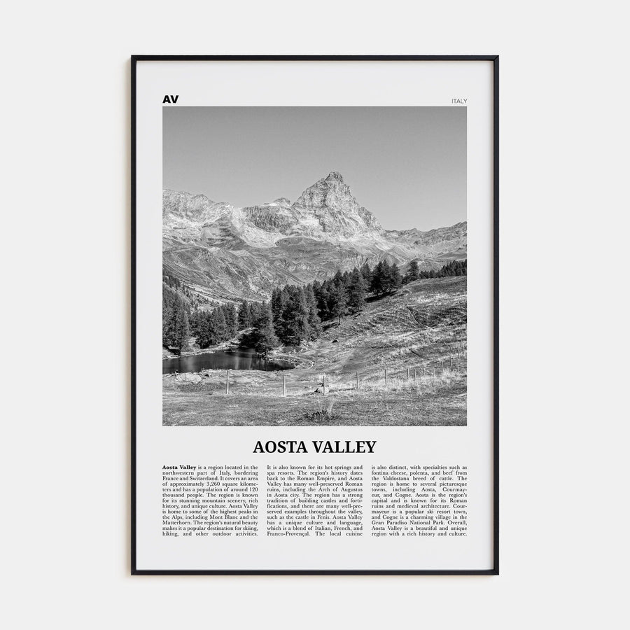 Aosta Valley Poster None / 8x12 in Nbourhood Travel B&W Poster