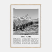 Aosta Valley Poster Natural Wood / 8x12 in Nbourhood Travel B&W Poster