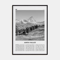 Aosta Valley Poster Black Wood / 8x12 in Nbourhood Travel B&W Poster