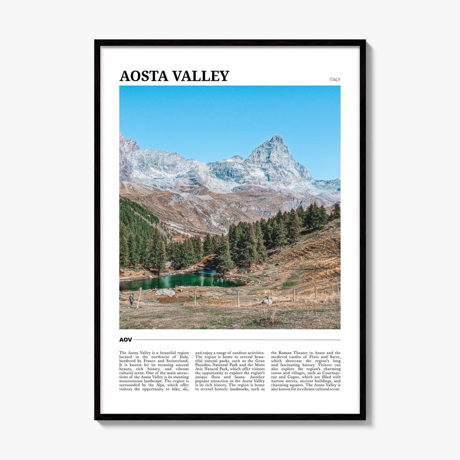 Aosta Valley Travel Poster, framed poster mockup