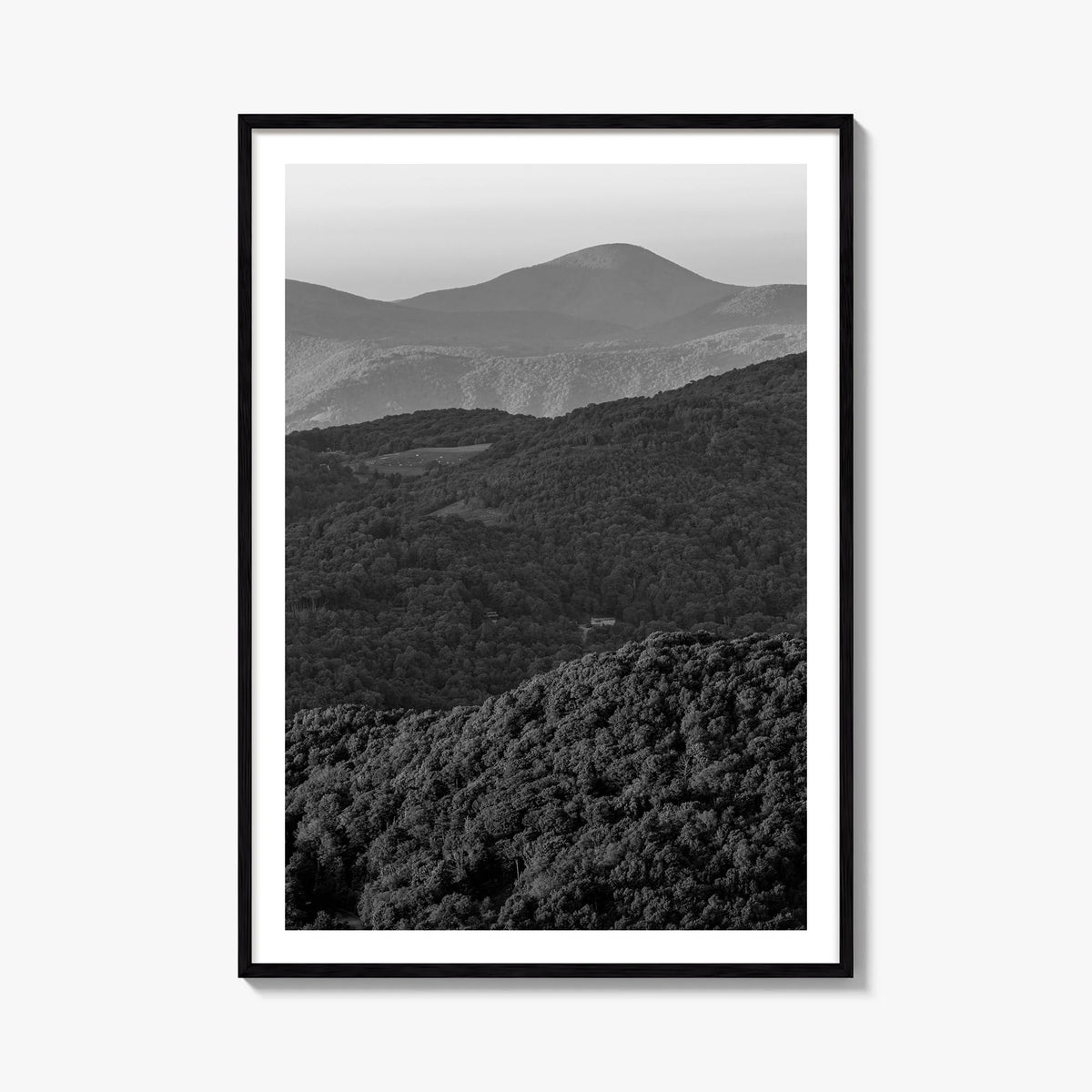 Appalachia black & white photo poster of United States – vertical wall art, unframed print shown in interior mockup