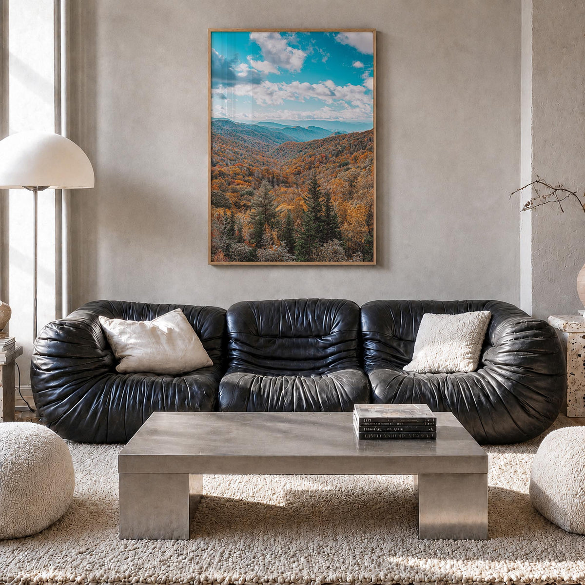Appalachia colorful photo poster of United States – vertical wall art in natural wood frame, hanging on wall