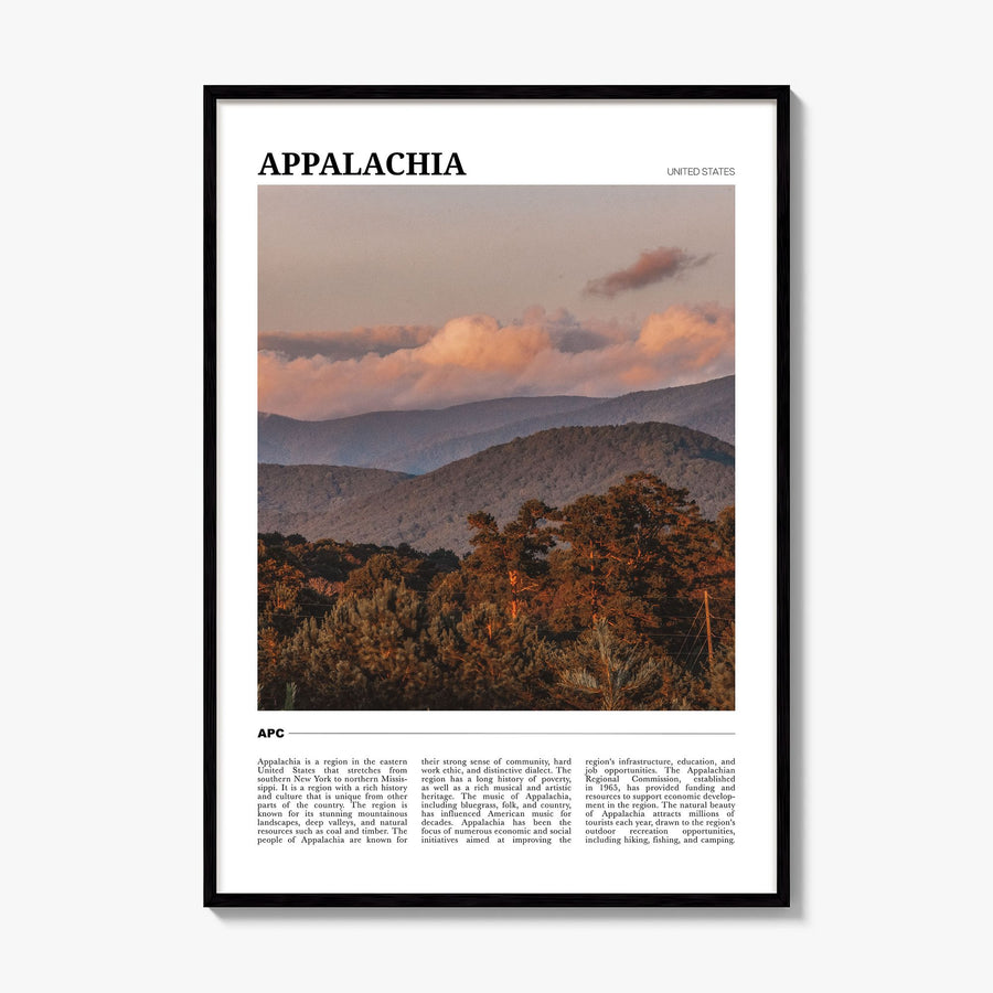 Appalachia Travel Poster, framed poster mockup