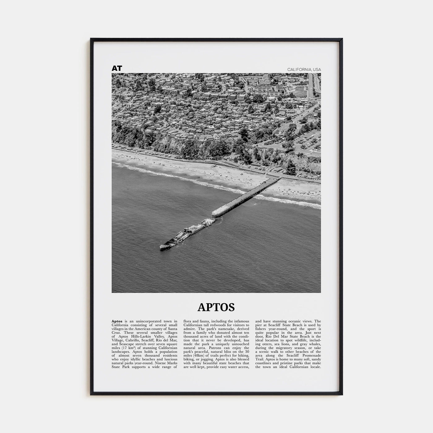 Aptos Poster None / 8x12 in Nbourhood Travel B&W Poster