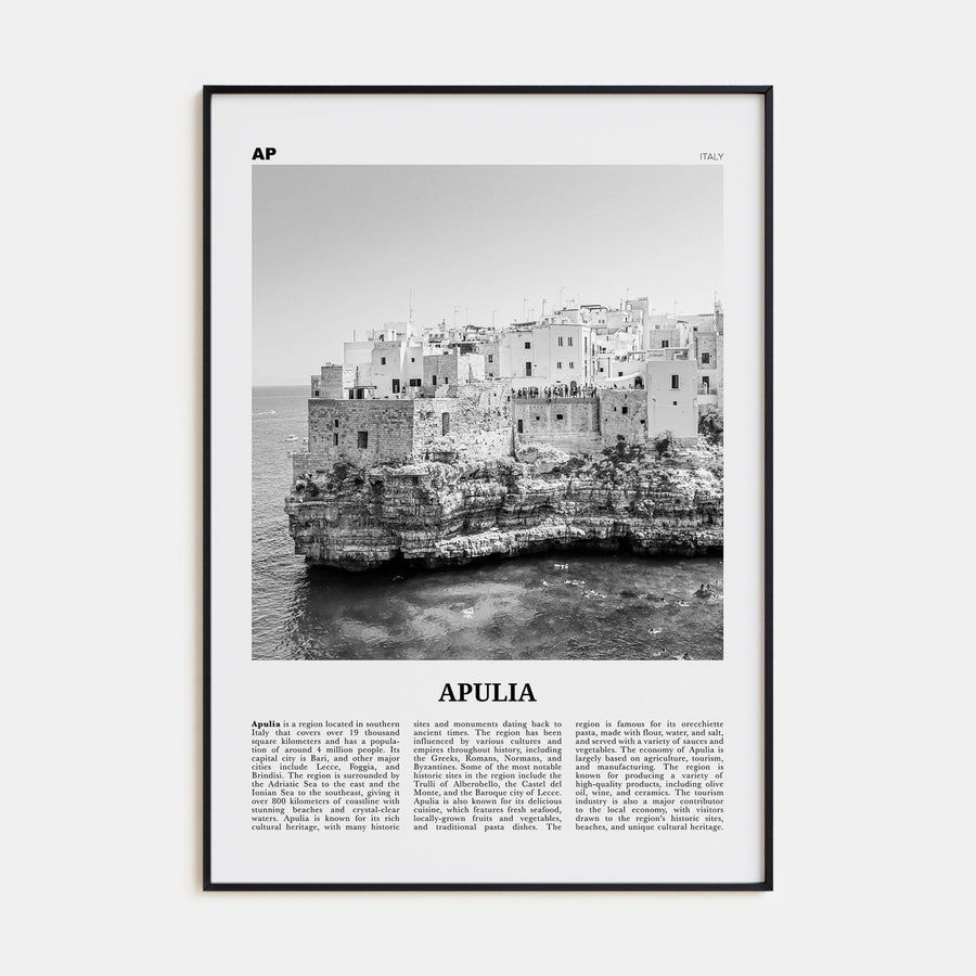 Apulia Poster None / 8x12 in Nbourhood Travel B&W Poster