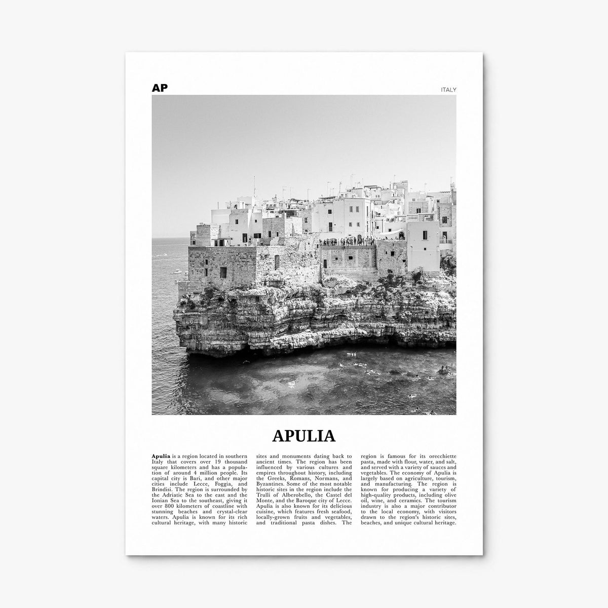 Apulia Newspaper Poster, print only (unframed)