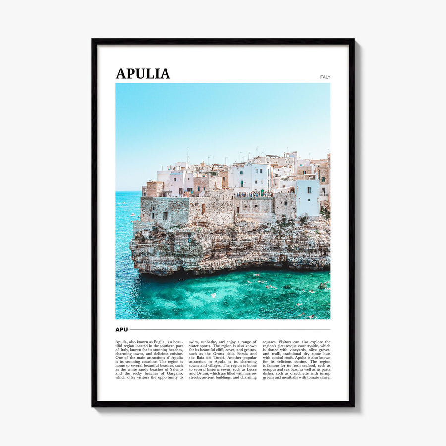 Apulia Travel Poster, framed poster mockup