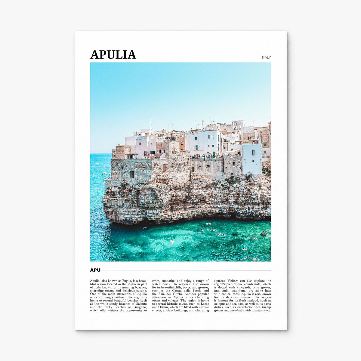 Apulia Travel Poster, print only (unframed)