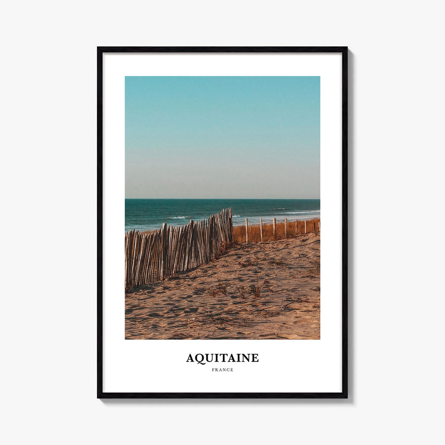 Aquitaine colorful classic poster of France – vertical wall art, unframed print shown in interior mockup