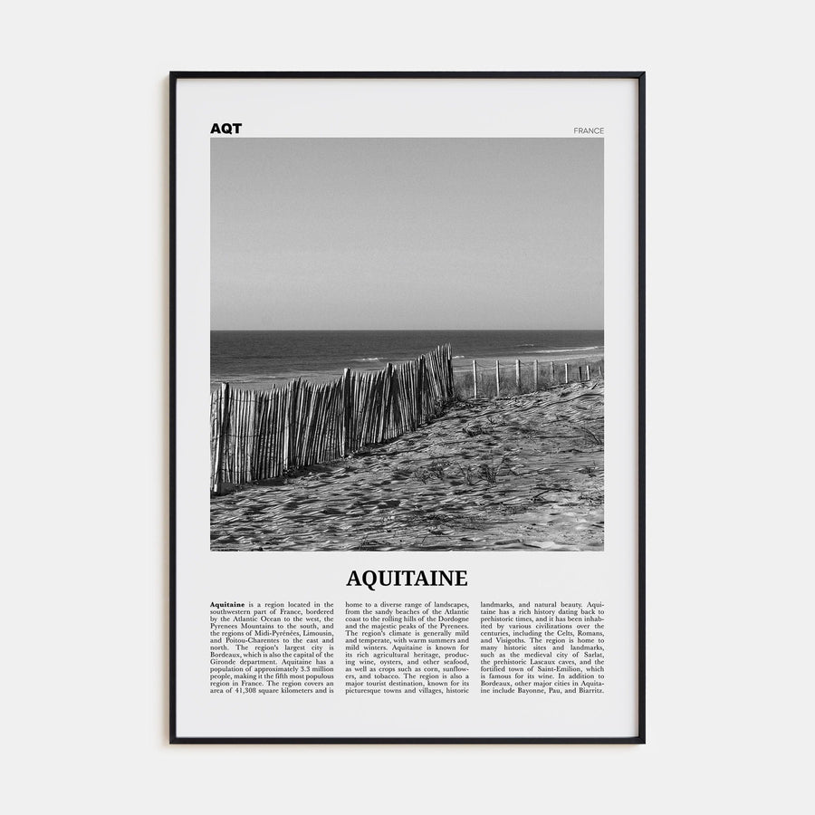 Aquitaine Poster None / 8x12 in Nbourhood Travel B&W Poster