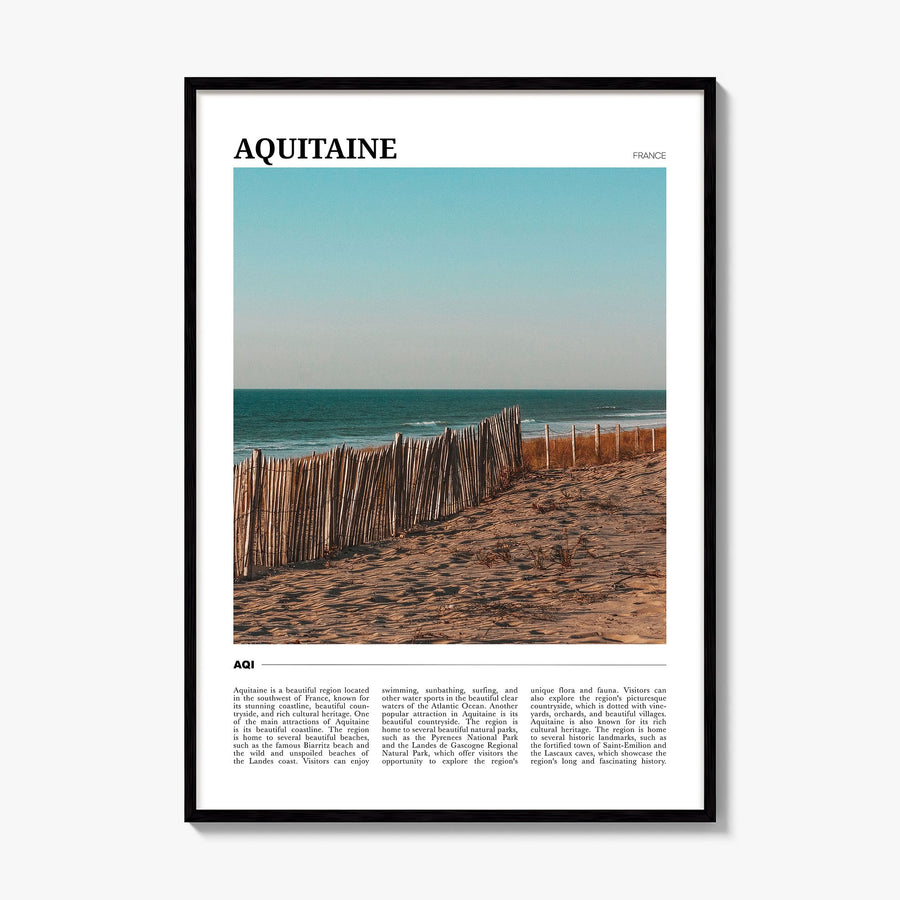 Aquitaine Travel Poster, framed poster mockup