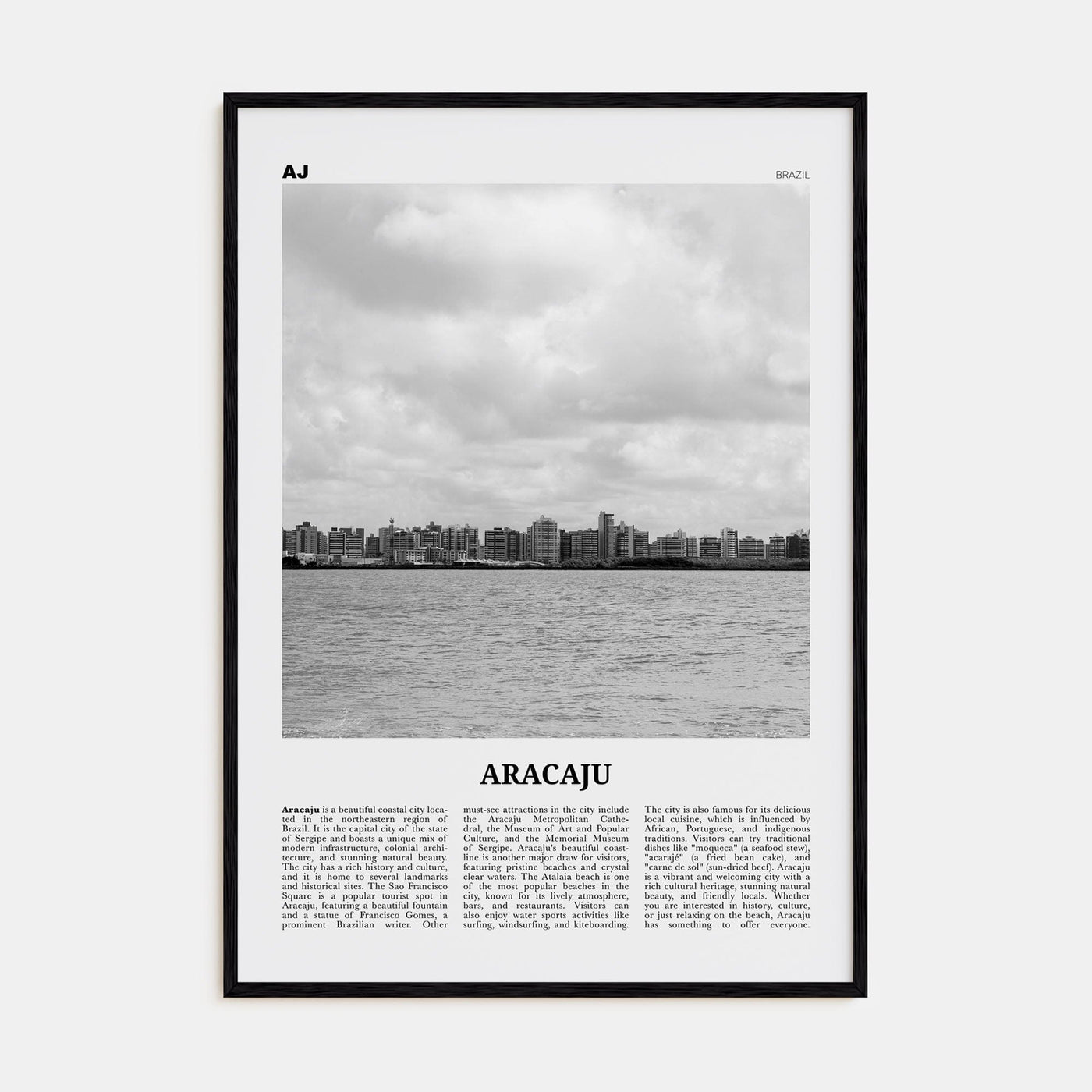 Aracaju Poster Black Wood / 8x12 in Nbourhood Travel B&W Poster