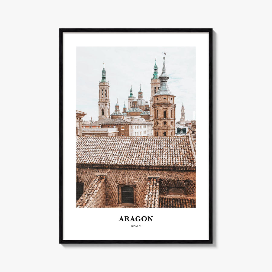 Aragon colorful classic poster of Spain – vertical wall art, unframed print shown in interior mockup