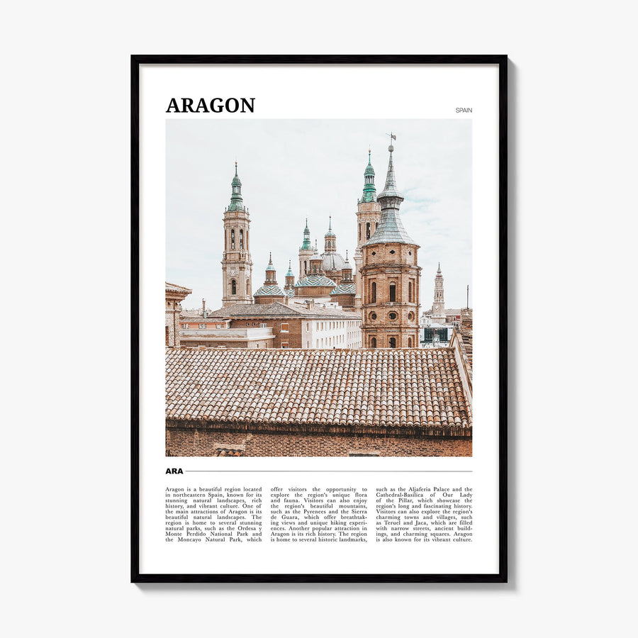 Aragon Travel Poster, framed poster mockup