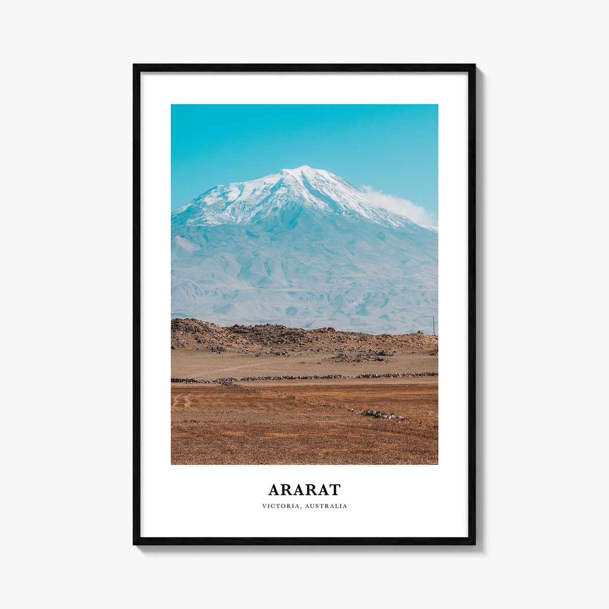 Ararat colorful classic poster of Armenia – vertical wall art, unframed print shown in interior mockup