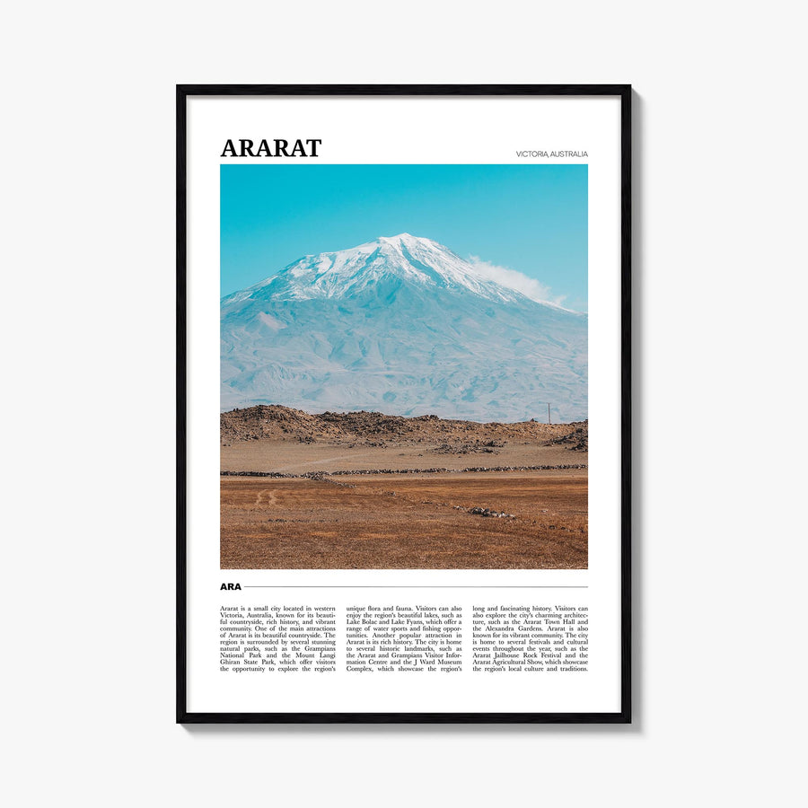Ararat colorful travel poster of Armenia – vertical wall art, unframed print shown in interior mockup