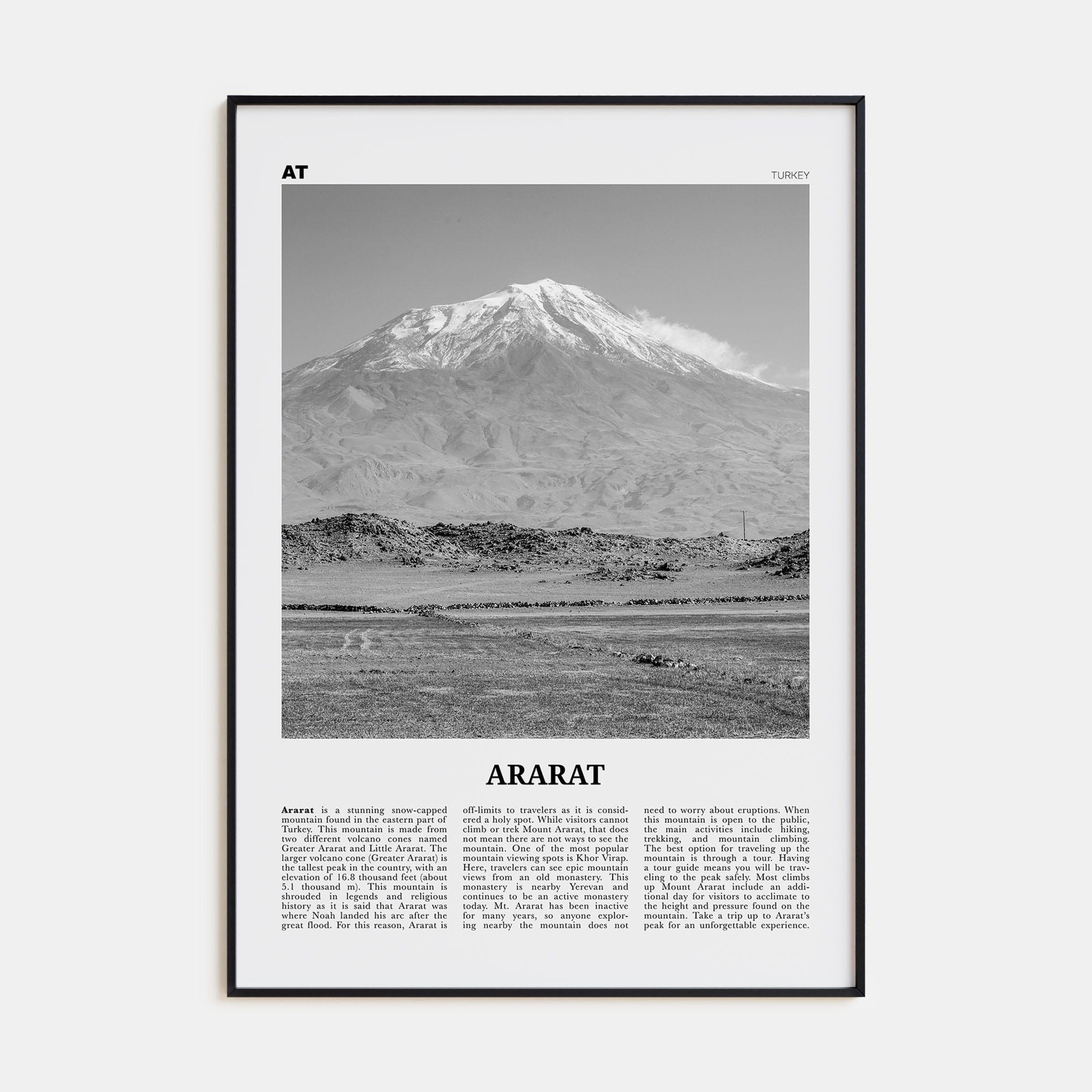 Ararat Poster None / 8x12 in Nbourhood Travel B&W Poster