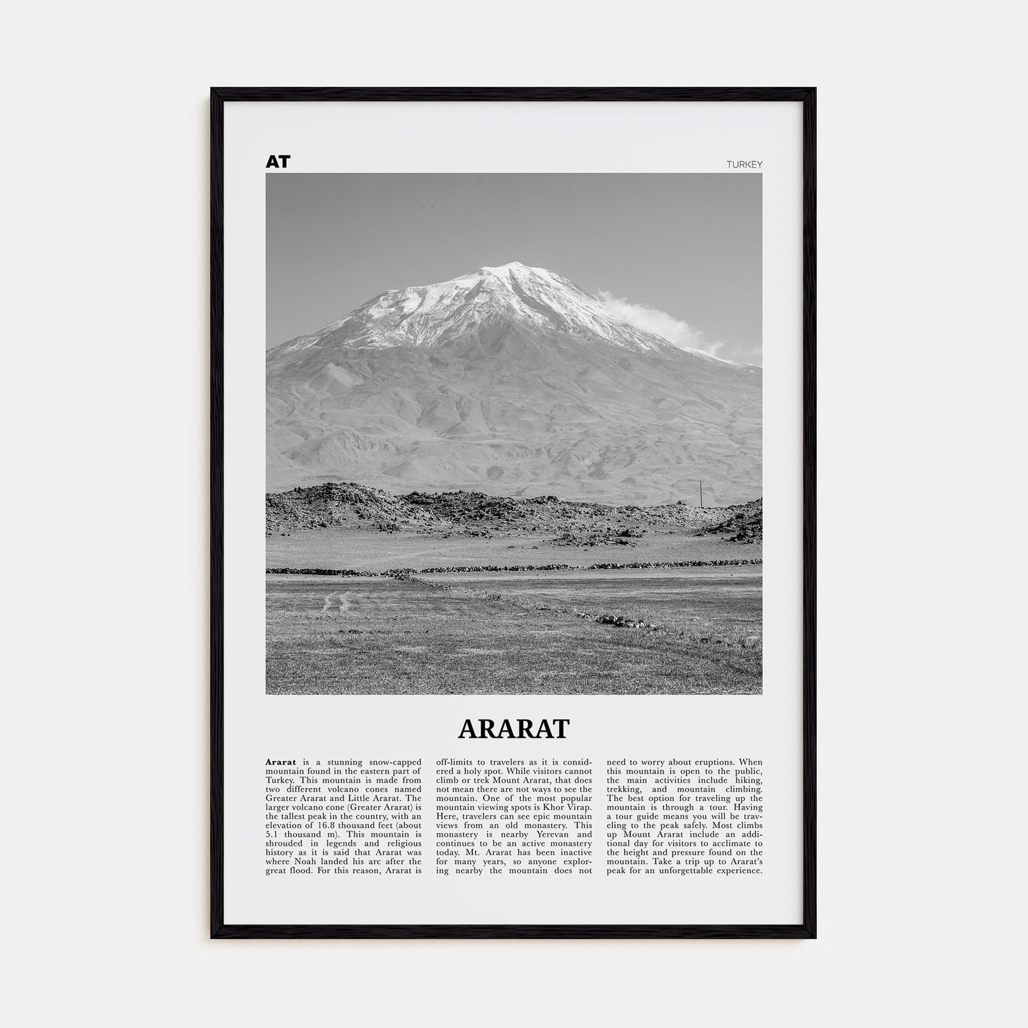 Ararat Poster Black Wood / 8x12 in Nbourhood Travel B&W Poster