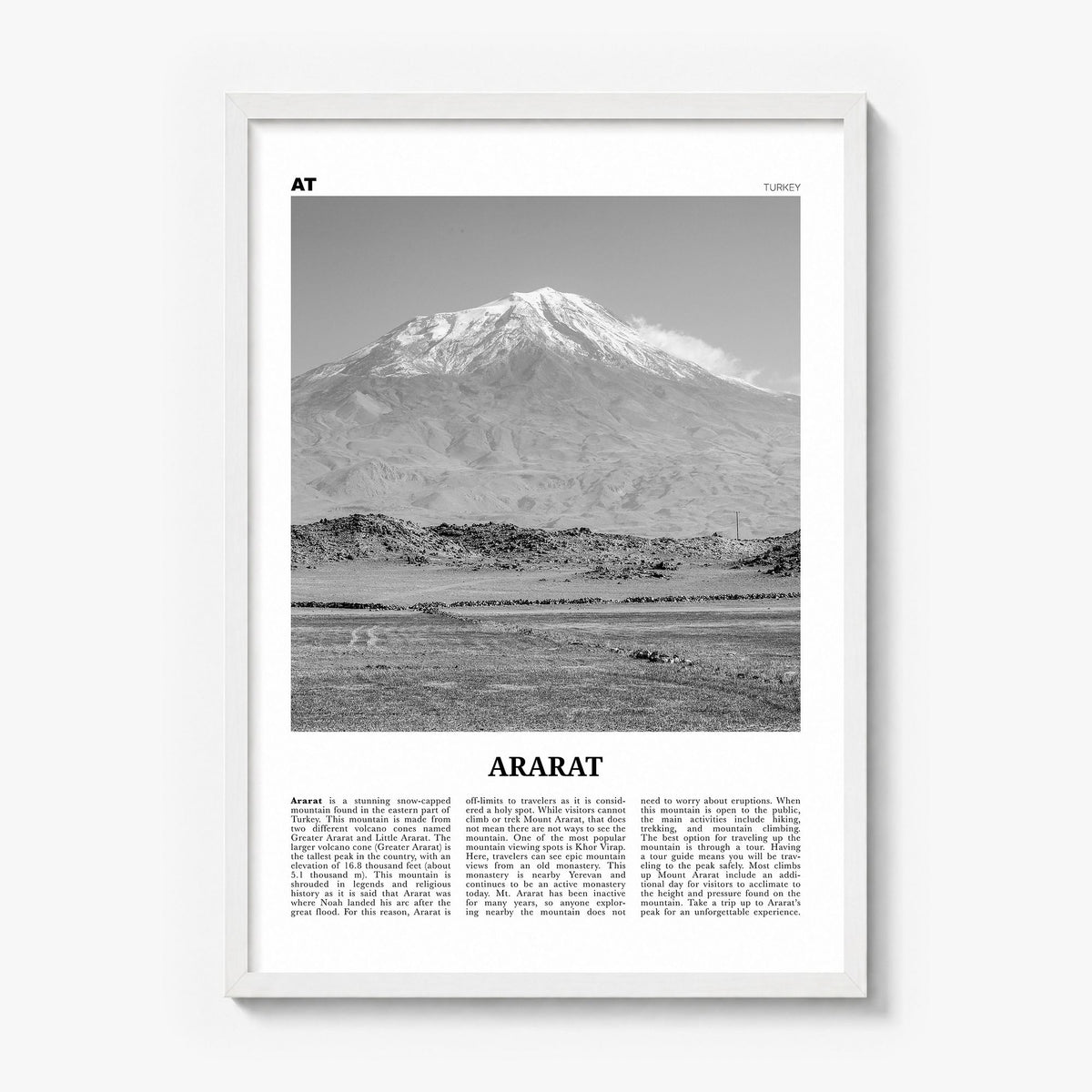 Ararat Newspaper Poster in a white wood frame