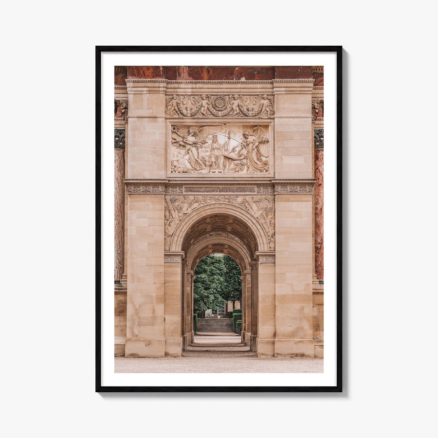 Arc de Triomphe colorful photo poster – vertical wall art, unframed print shown in interior mockup