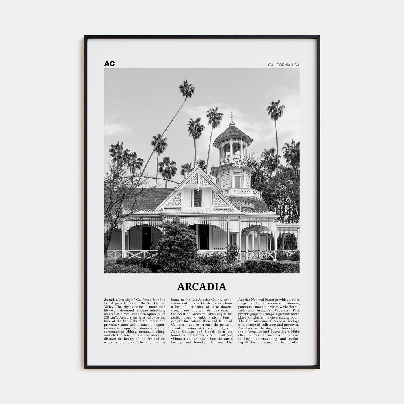 Arcadia Poster None / 8x12 in Nbourhood Travel B&W Poster