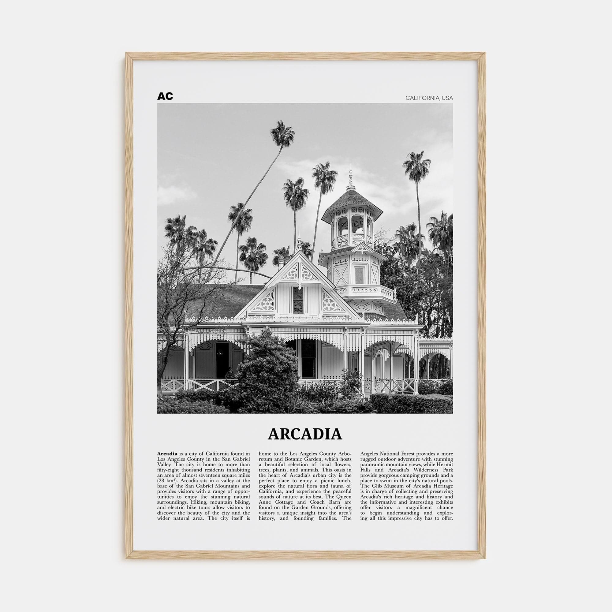 Arcadia Poster Natural Wood / 8x12 in Nbourhood Travel B&W Poster